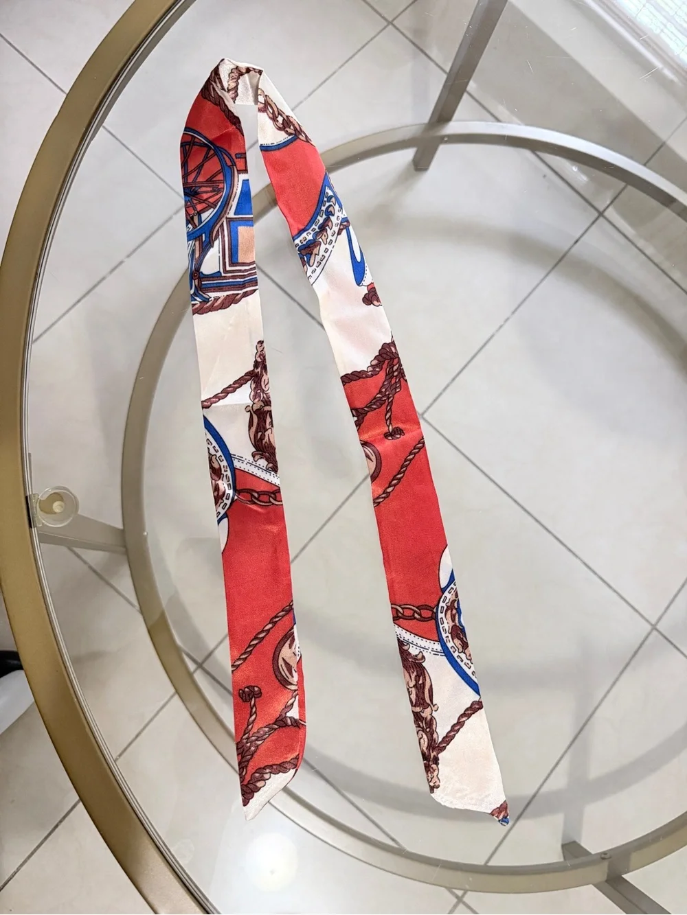 Silk-Feel Patterned Twilly Scarf